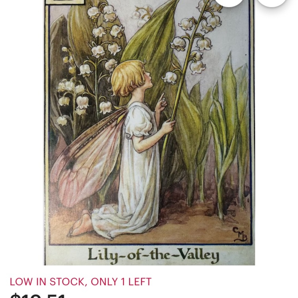 Tin Sign Lily of the Valley Fairy 12 X 8 with whole in each corner for hanging - Picture 5 of 5
